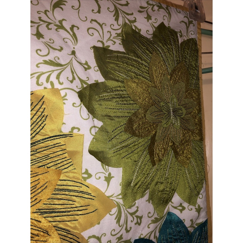 Pier 1 Table Runner Appliqued Top Stitced Flowers 13x72" Fall Colors Boho - Picture 4 of 9